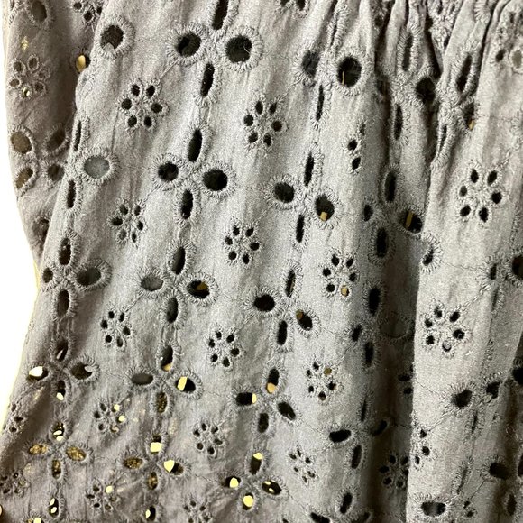 Moon Collection Blue Eyelet Baby Doll Boho Blouse - Picture 7 of 8